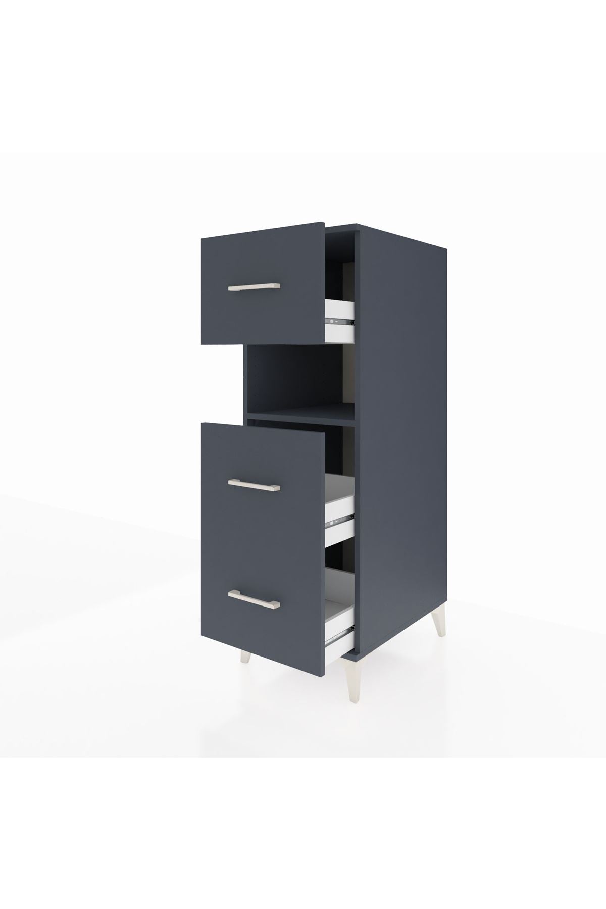 Kronos Dolap Tek Raflı 3 Çekmeceli 44x59x134 Antrasit-Antrasit