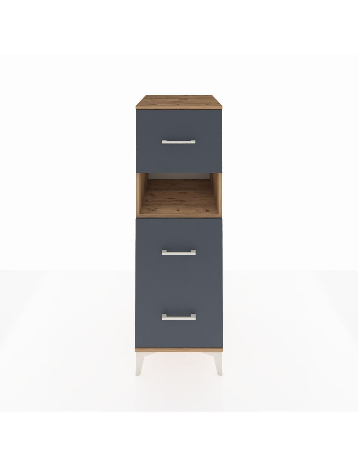 Kronos Dolap Tek Raflı 3 Çekmeceli 44x59x134 Çam-Antrasit