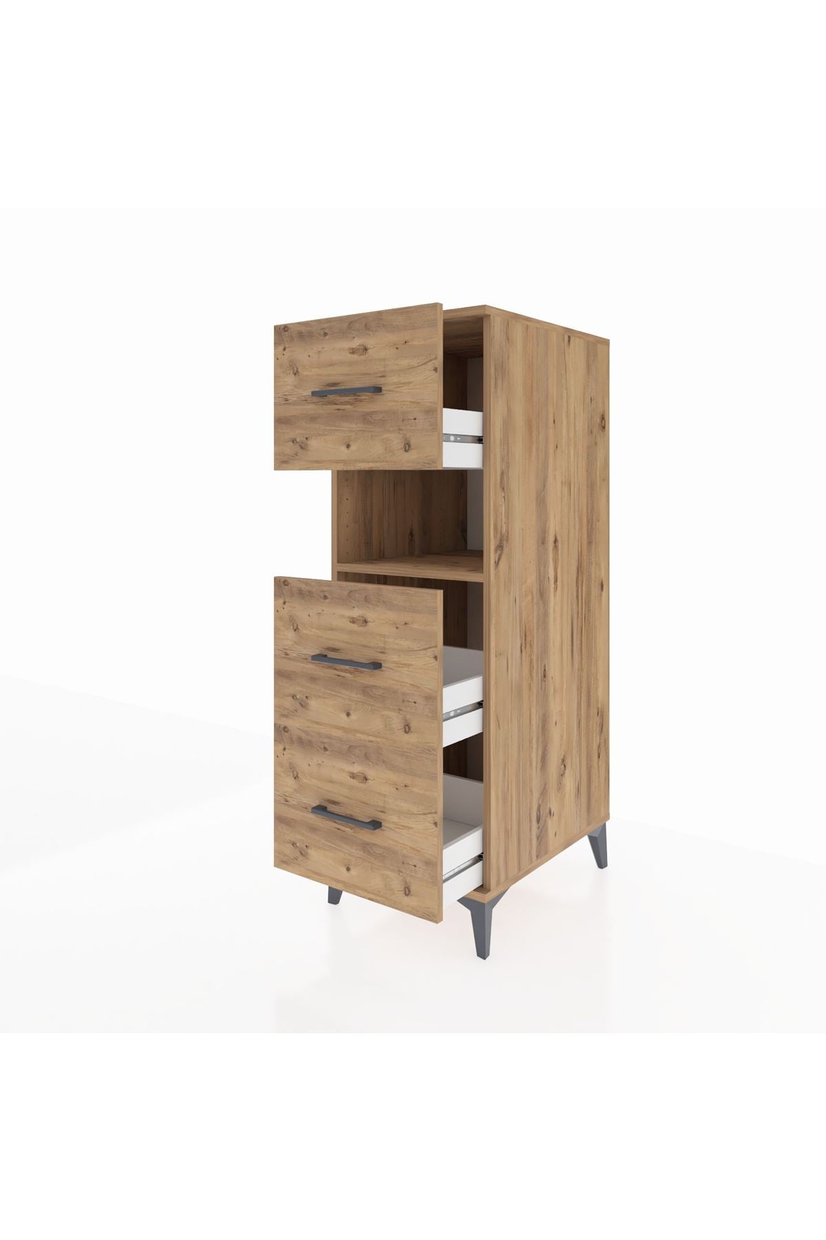 Kronos Dolap Tek Raflı 3 Çekmeceli 44x59x134 Çam-Çam