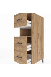 Kronos Dolap Tek Raflı 3 Çekmeceli 44x59x134 Çam-Çam