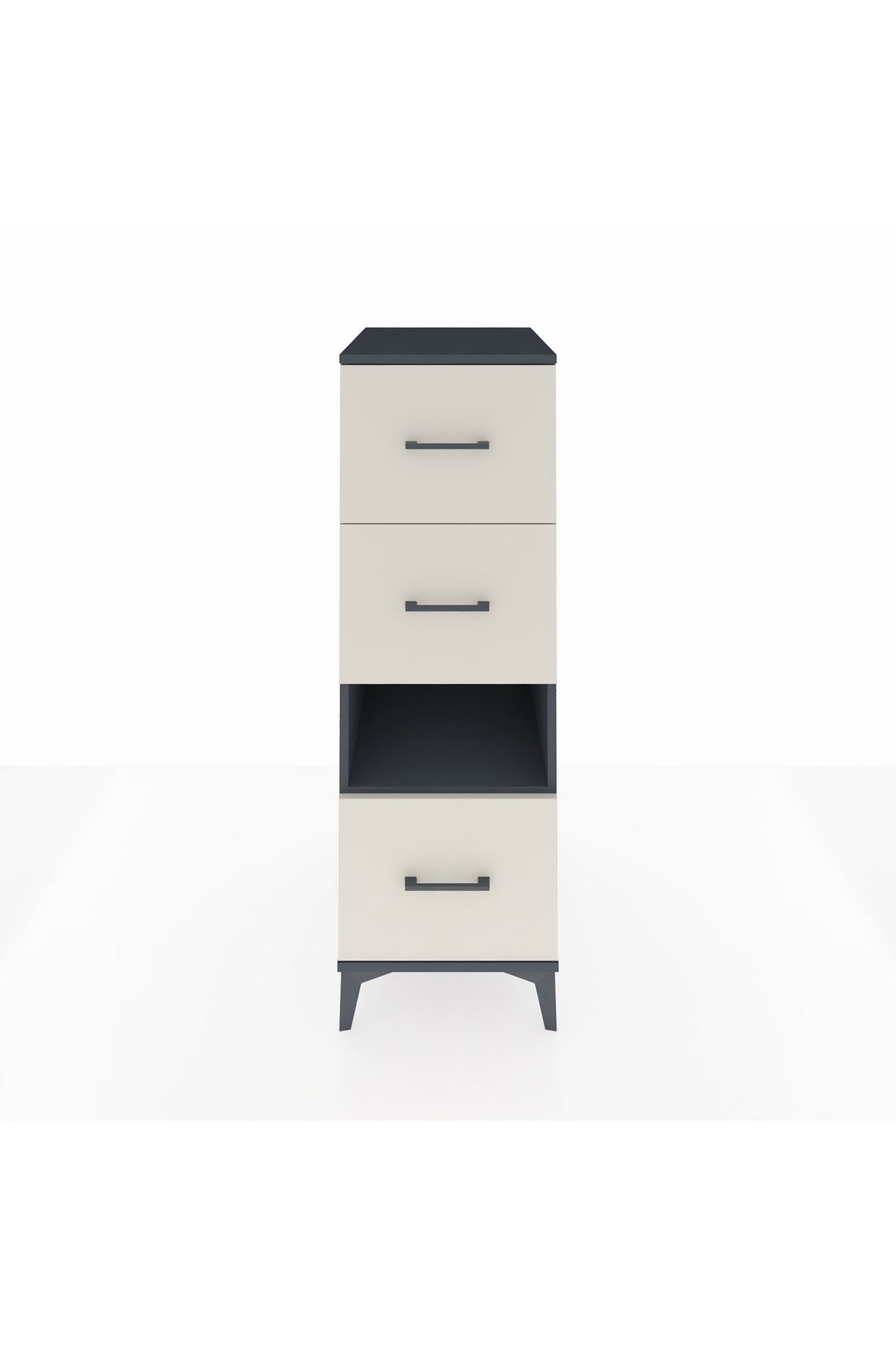 Kronos Dolap Tek Raflı 3 Çekmeceli 44x59x134 Antrasit-Aytaşı