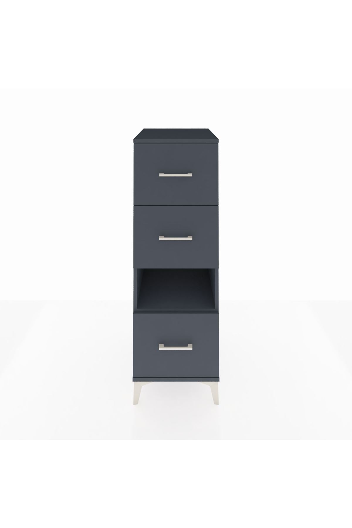 Kronos Dolap Tek Raflı 3 Çekmeceli 44x59x134 Antrasit-Antrasit