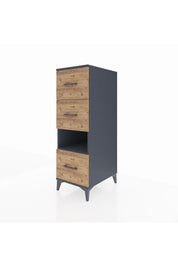 Kronos Dolap Tek Raflı 3 Çekmeceli 44x59x134 Antrasit-Çam