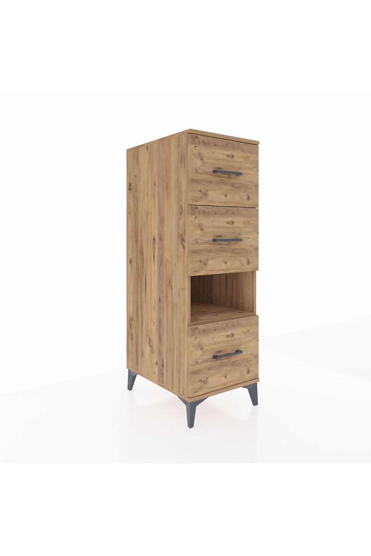 Kronos Dolap Tek Raflı 3 Çekmeceli 44x59x134 Çam-Çam