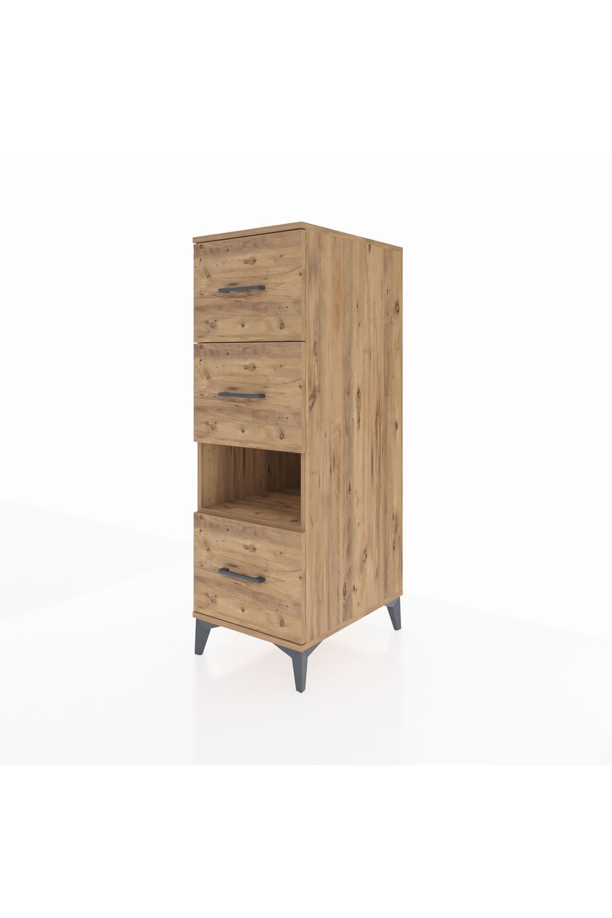 Kronos Dolap Tek Raflı 3 Çekmeceli 44x59x134 Çam-Çam