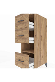 Kronos Dolap Tek Raflı 3 Çekmeceli 44x59x134 Çam-Çam