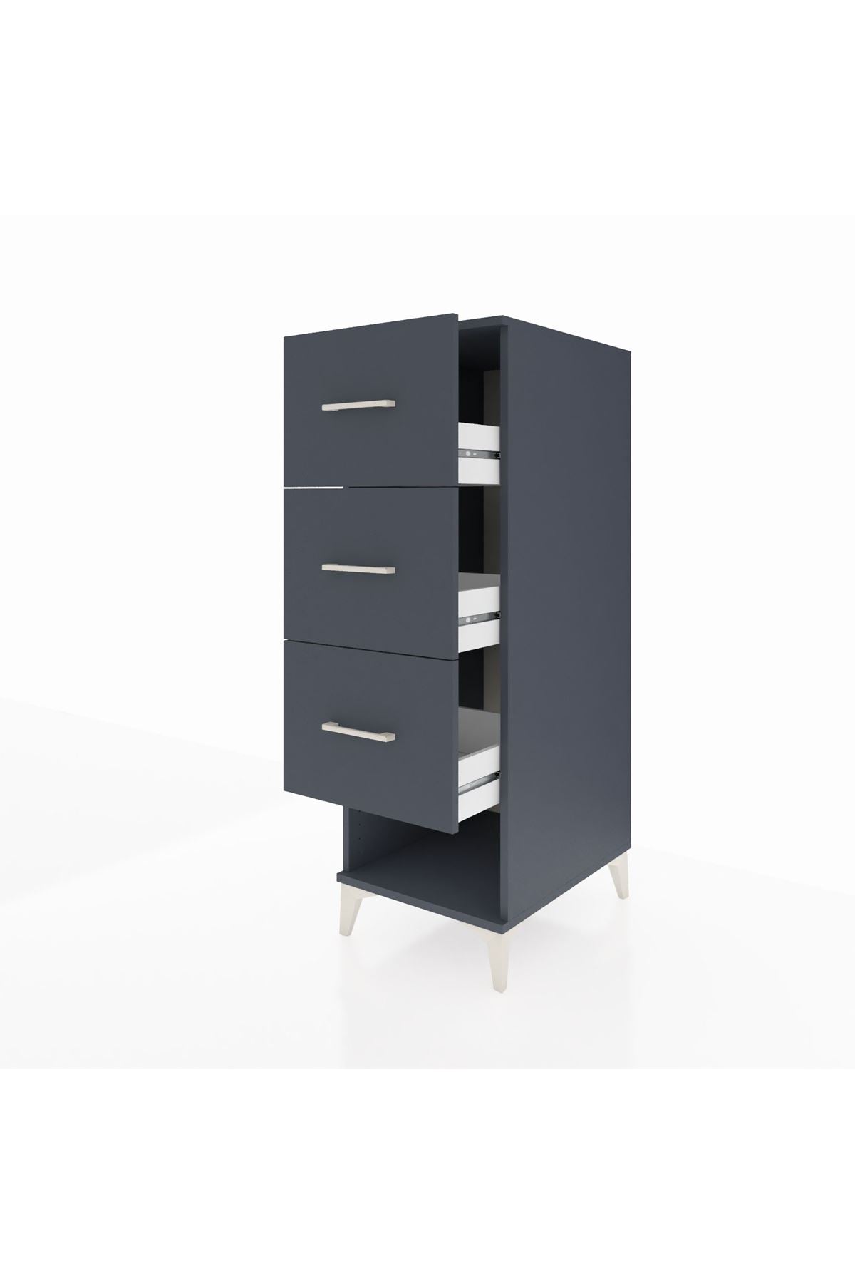 Kronos Dolap 3 Çekmeceli 44x59x134 Antrasit-Antrasit