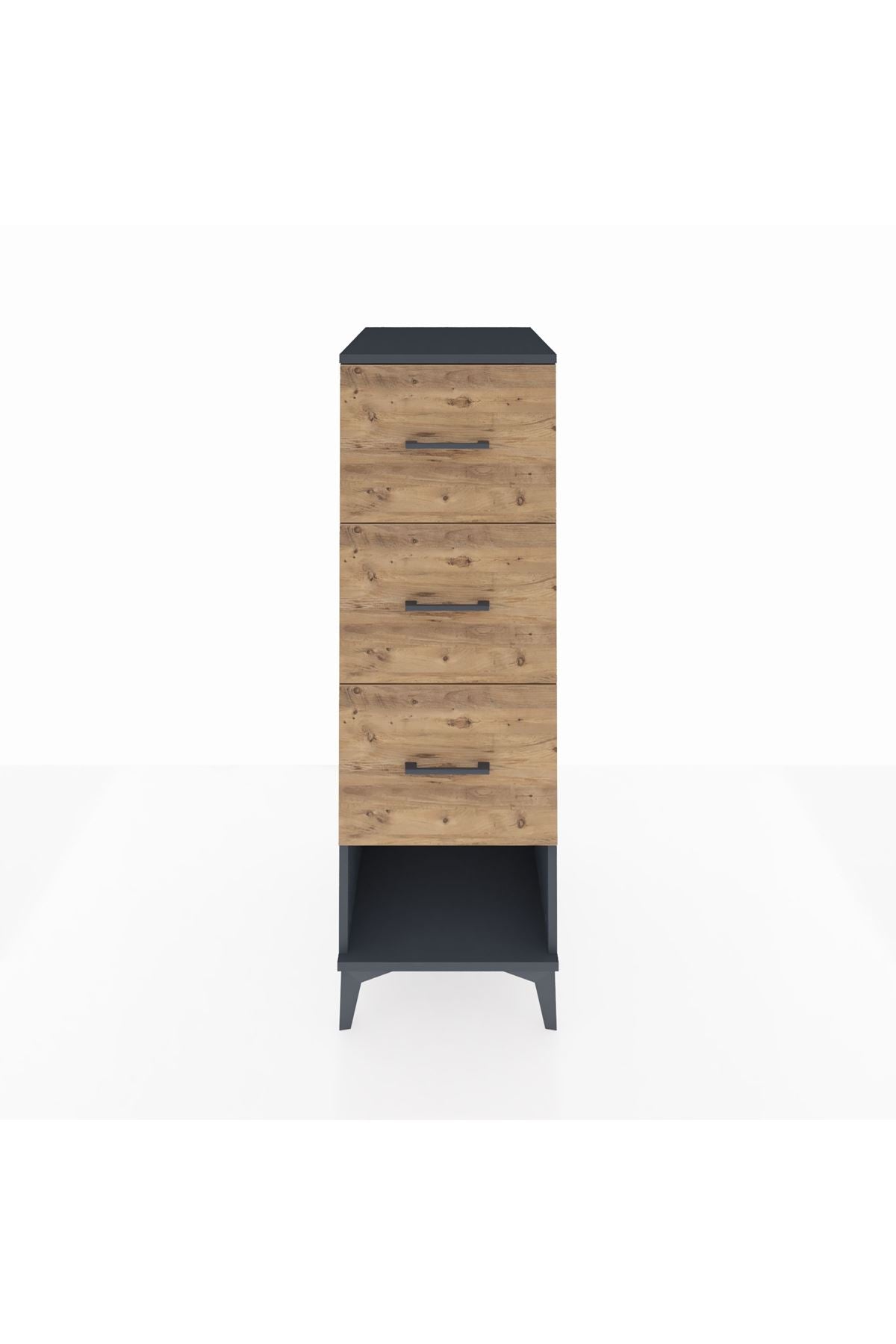 Kronos Dolap 3 Çekmeceli 44x59x134 Antrasit-Çam
