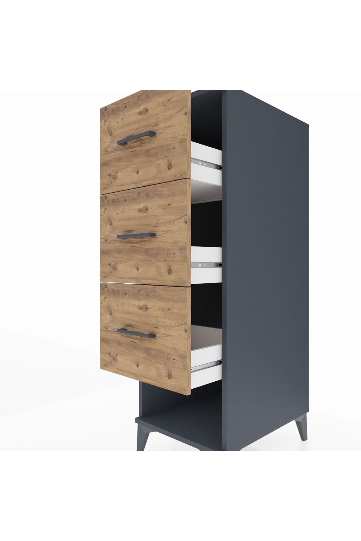 Kronos Dolap 3 Çekmeceli 44x59x134 Antrasit-Çam