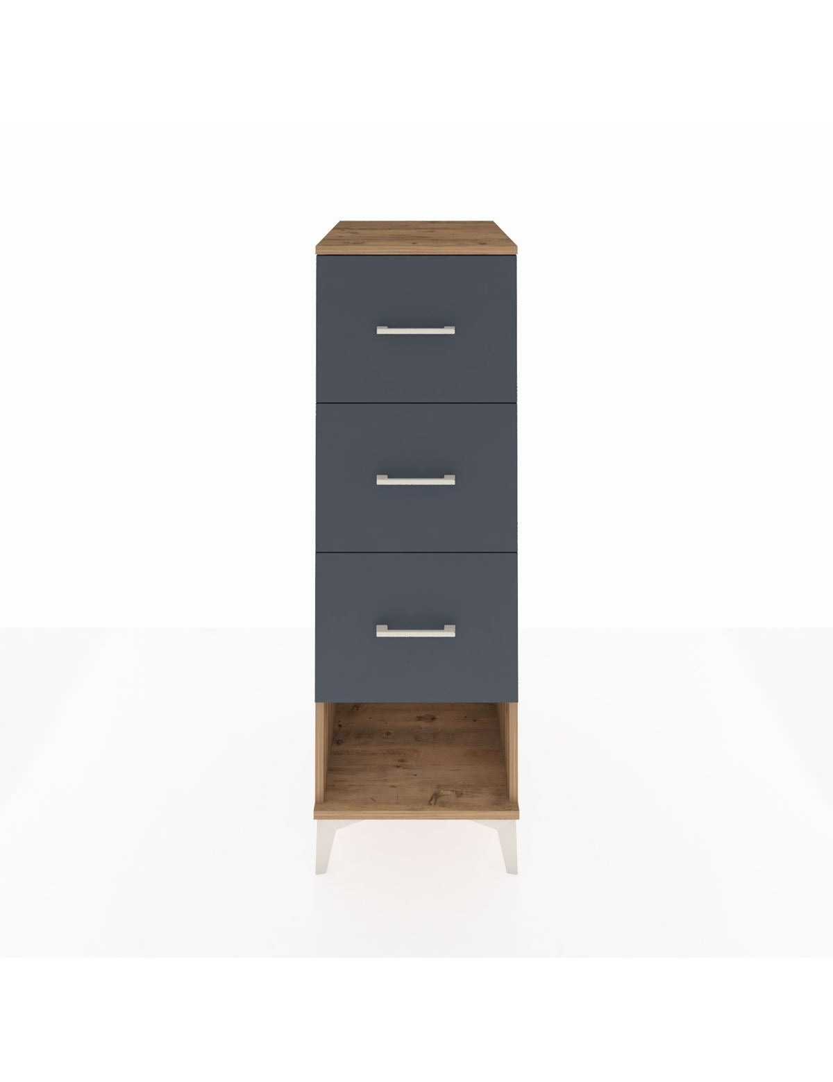 Kronos Dolap 3 Çekmeceli 44x59x134 Çam-Antrasit