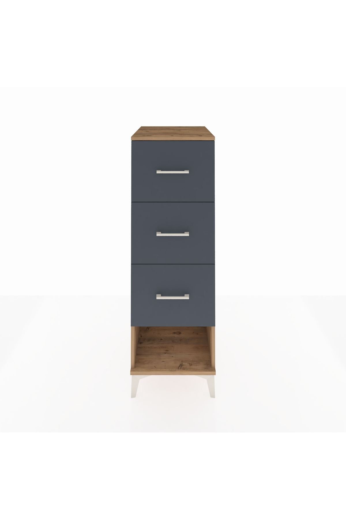 Kronos Dolap 3 Çekmeceli 44x59x134 Çam-Antrasit