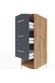 Kronos Dolap 3 Çekmeceli 44x59x134 Çam-Antrasit