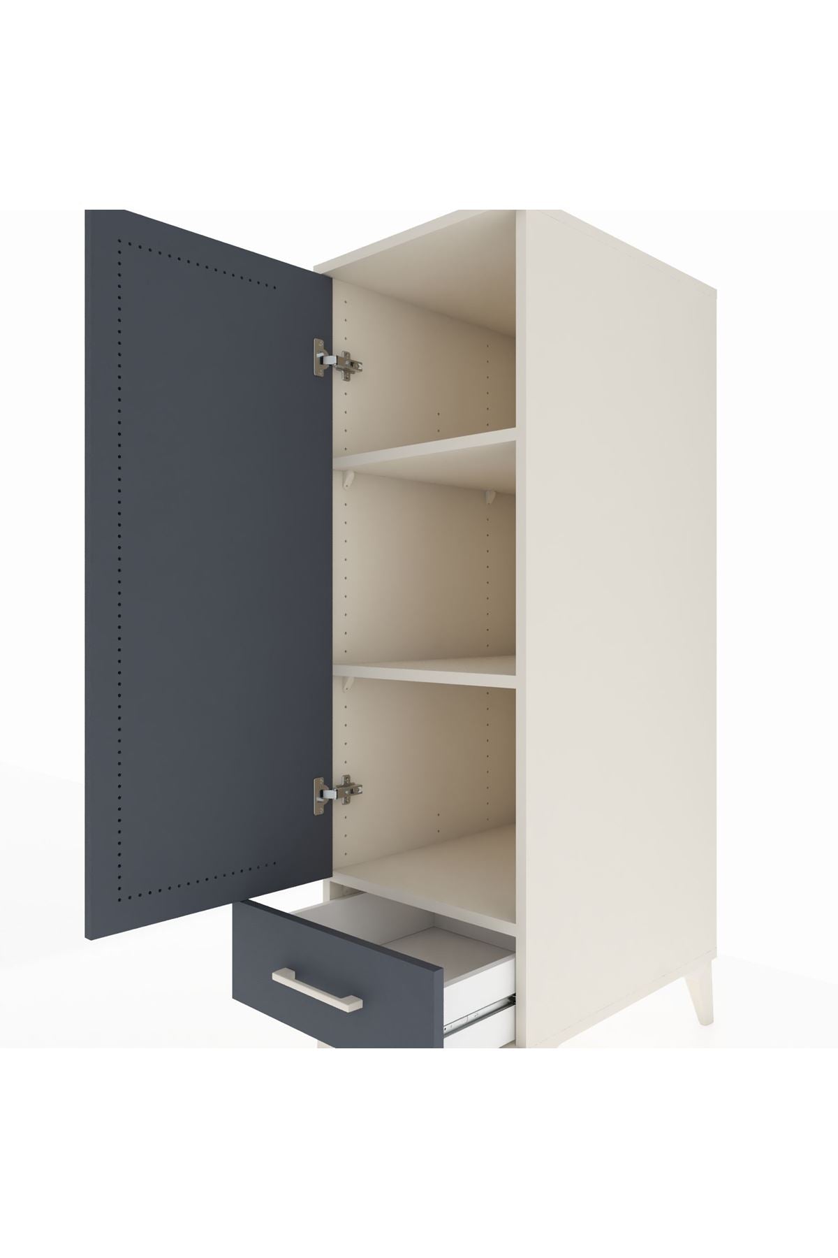 Kronos Dolap 3 Raflı Tek Çekmeceli Tek Kapaklı 44x59x134 Aytaşı-Antrasit