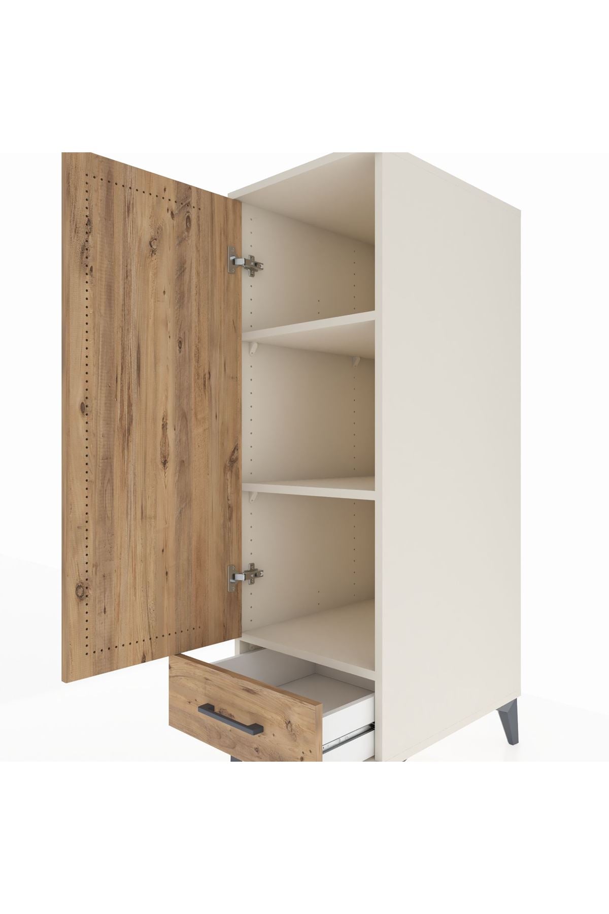 Kronos Dolap 3 Raflı Tek Çekmeceli Tek Kapaklı 44x59x134 Aytaşı-Çam