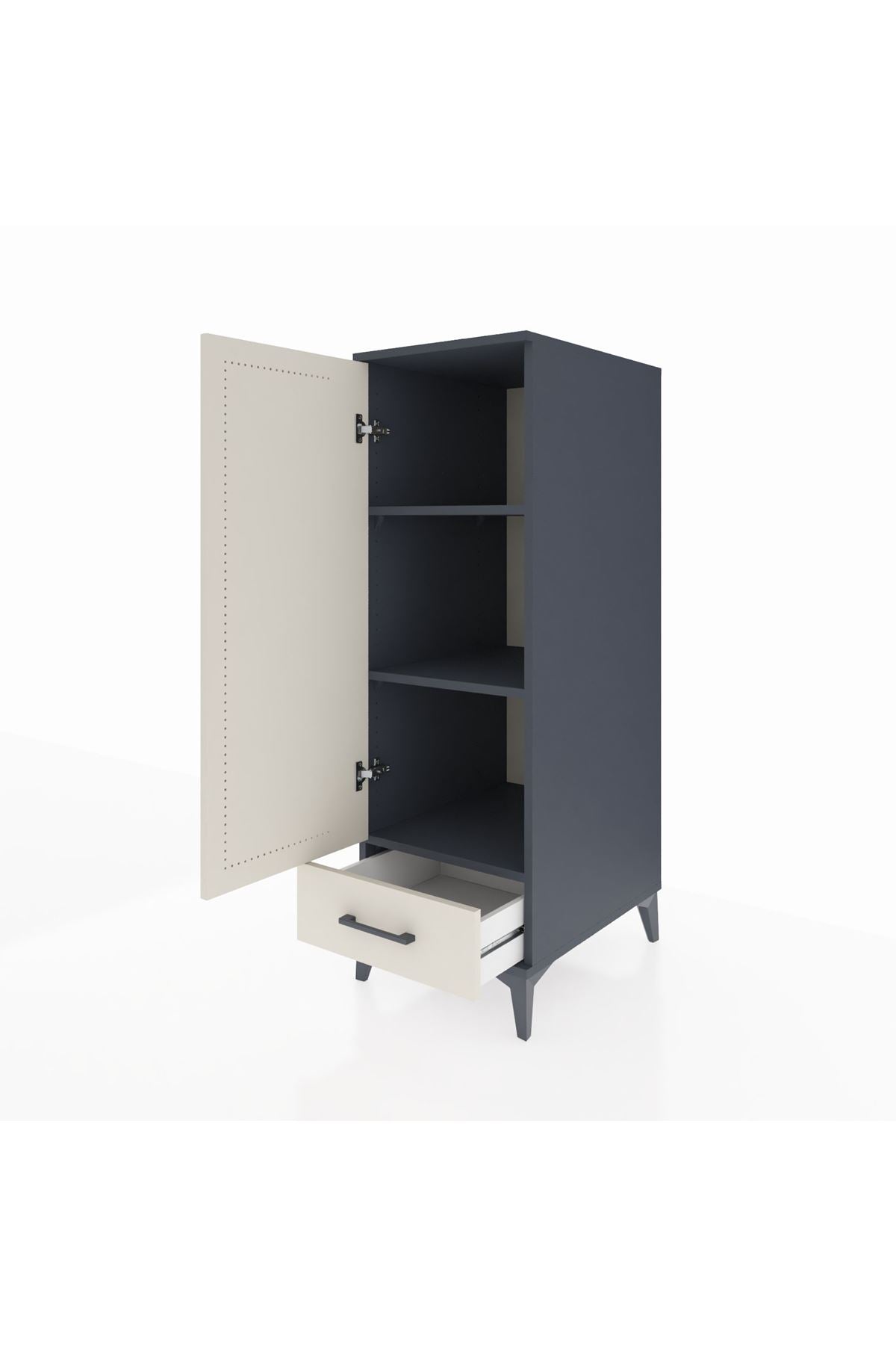 Kronos Dolap 3 Raflı Tek Çekmeceli Tek Kapaklı 44x59x134 Antrasit-Aytaşı