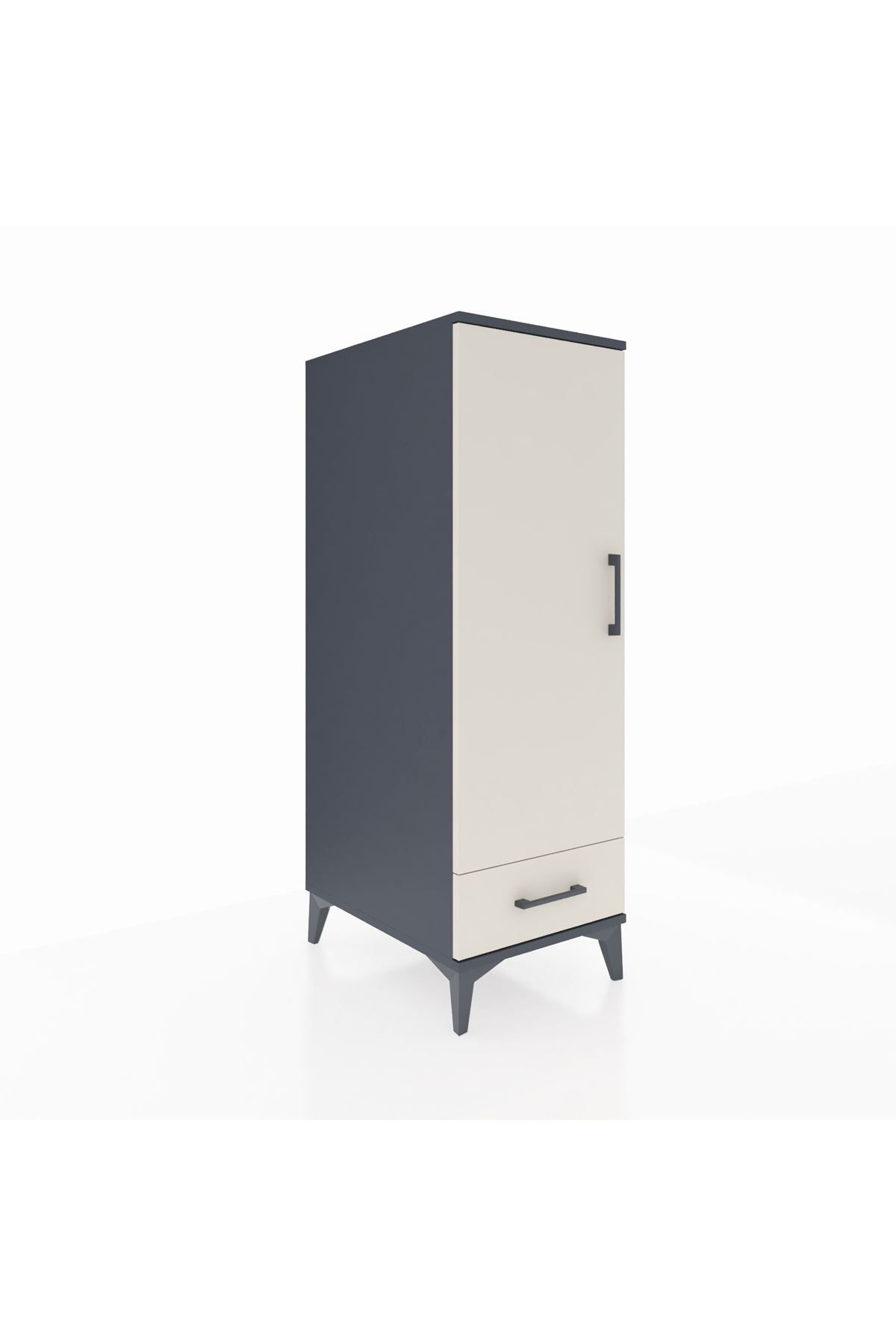 Kronos Dolap 3 Raflı Tek Çekmeceli Tek Kapaklı 44x59x134 Antrasit-Aytaşı