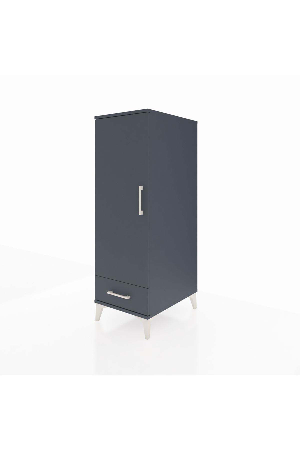 Kronos Dolap 3 Raflı Tek Çekmeceli Tek Kapaklı 44x59x134 Antrasit-Antrasit