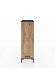 Kronos Dolap 3 Raflı Tek Çekmeceli Tek Kapaklı 44x59x134 Antrasit-Çam