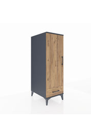 Kronos Dolap 3 Raflı Tek Çekmeceli Tek Kapaklı 44x59x134 Antrasit-Çam