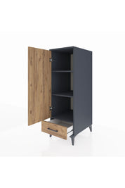 Kronos Dolap 3 Raflı Tek Çekmeceli Tek Kapaklı 44x59x134 Antrasit-Çam