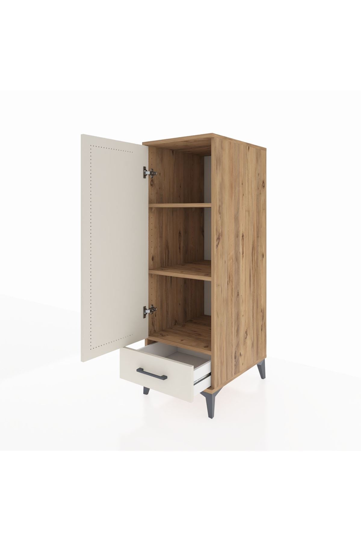 Kronos Dolap 3 Raflı Tek Çekmeceli Tek Kapaklı 44x59x134 Çam-Aytaşı