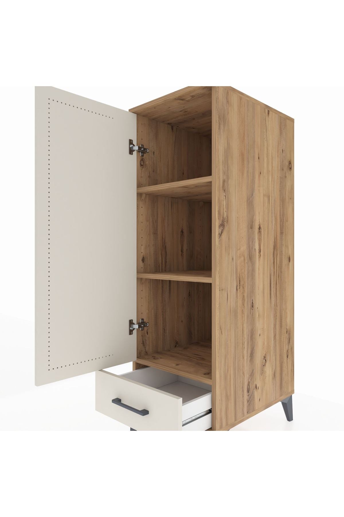 Kronos Dolap 3 Raflı Tek Çekmeceli Tek Kapaklı 44x59x134 Çam-Aytaşı