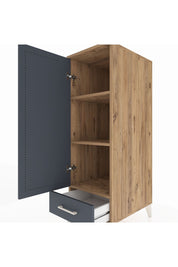 Kronos Dolap 3 Raflı Tek Çekmeceli Tek Kapaklı 44x59x134 Çam-Antrasit