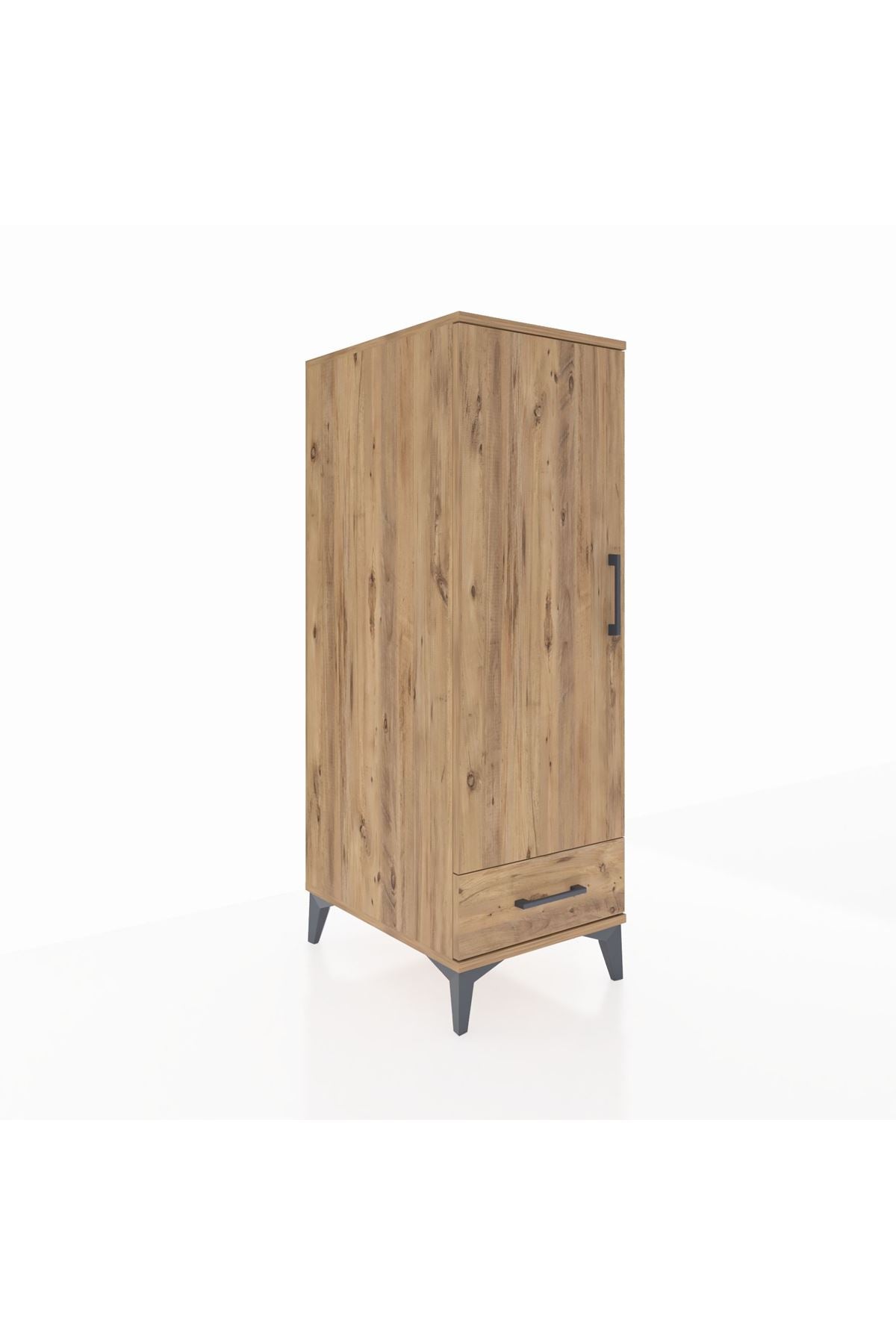 Kronos Dolap 3 Raflı Tek Çekmeceli Tek Kapaklı 44x59x134 Çam-Çam