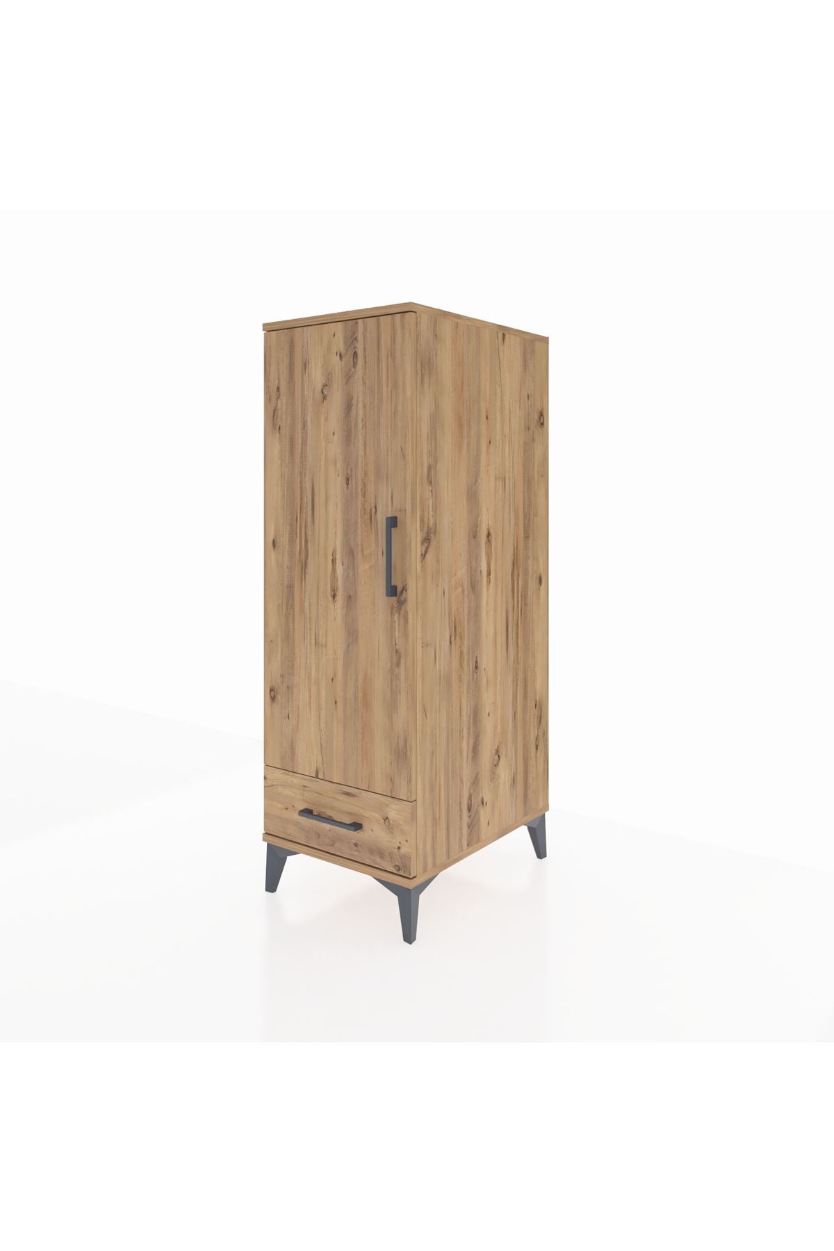 Kronos Dolap 3 Raflı Tek Çekmeceli Tek Kapaklı 44x59x134 Çam-Çam