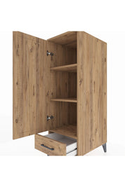 Kronos Dolap 3 Raflı Tek Çekmeceli Tek Kapaklı 44x59x134 Çam-Çam