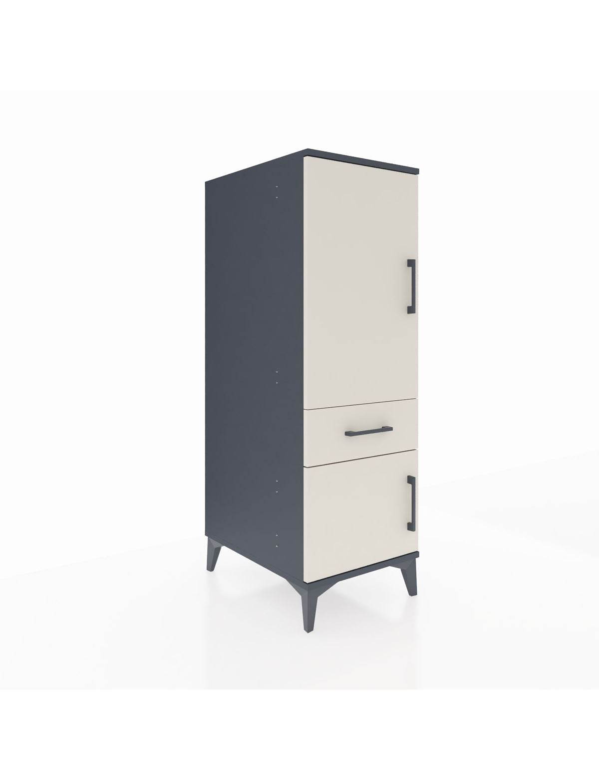 Kronos Dolap 2 Raflı Tek Çekmeceli 2 Kapaklı 44x59x134 Antrasit-Aytaşı