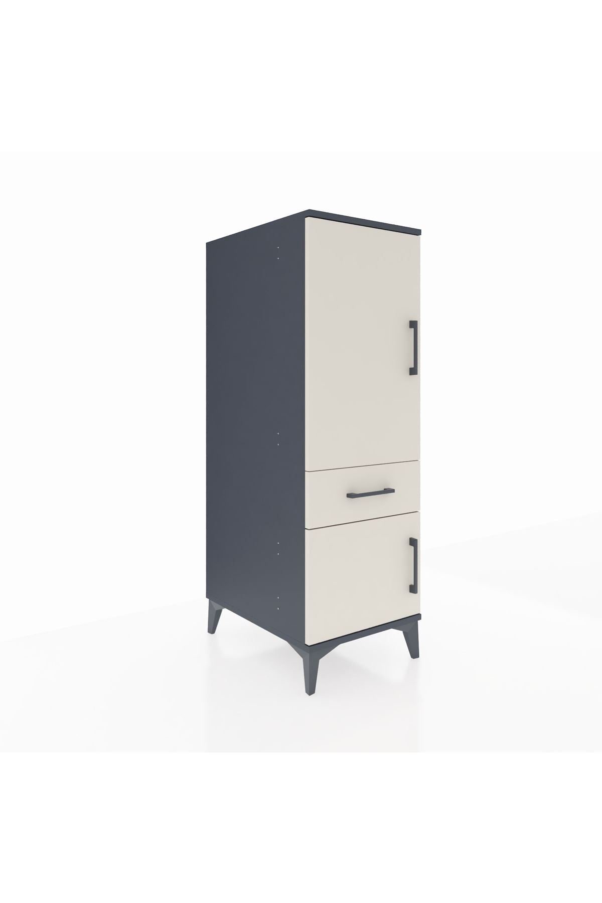 Kronos Dolap 2 Raflı Tek Çekmeceli 2 Kapaklı 44x59x134 Antrasit-Aytaşı