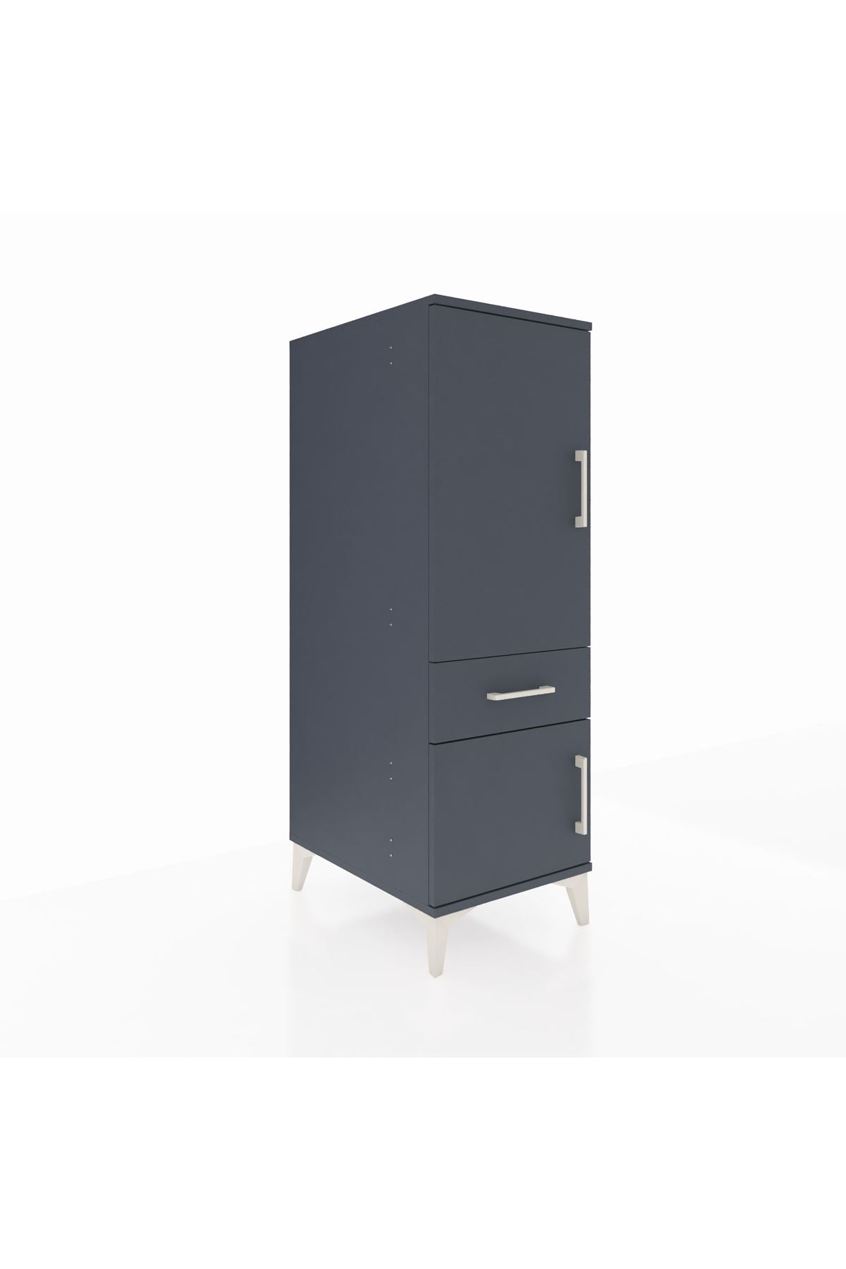 Kronos Dolap 2 Raflı Tek Çekmeceli 2 Kapaklı 44x59x134 Antrasit-Antrasit