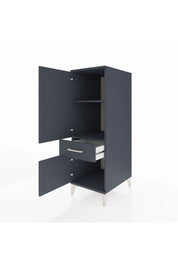 Kronos Dolap 2 Raflı Tek Çekmeceli 2 Kapaklı 44x59x134 Antrasit-Antrasit