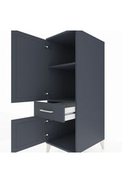 Kronos Dolap 2 Raflı Tek Çekmeceli 2 Kapaklı 44x59x134 Antrasit-Antrasit