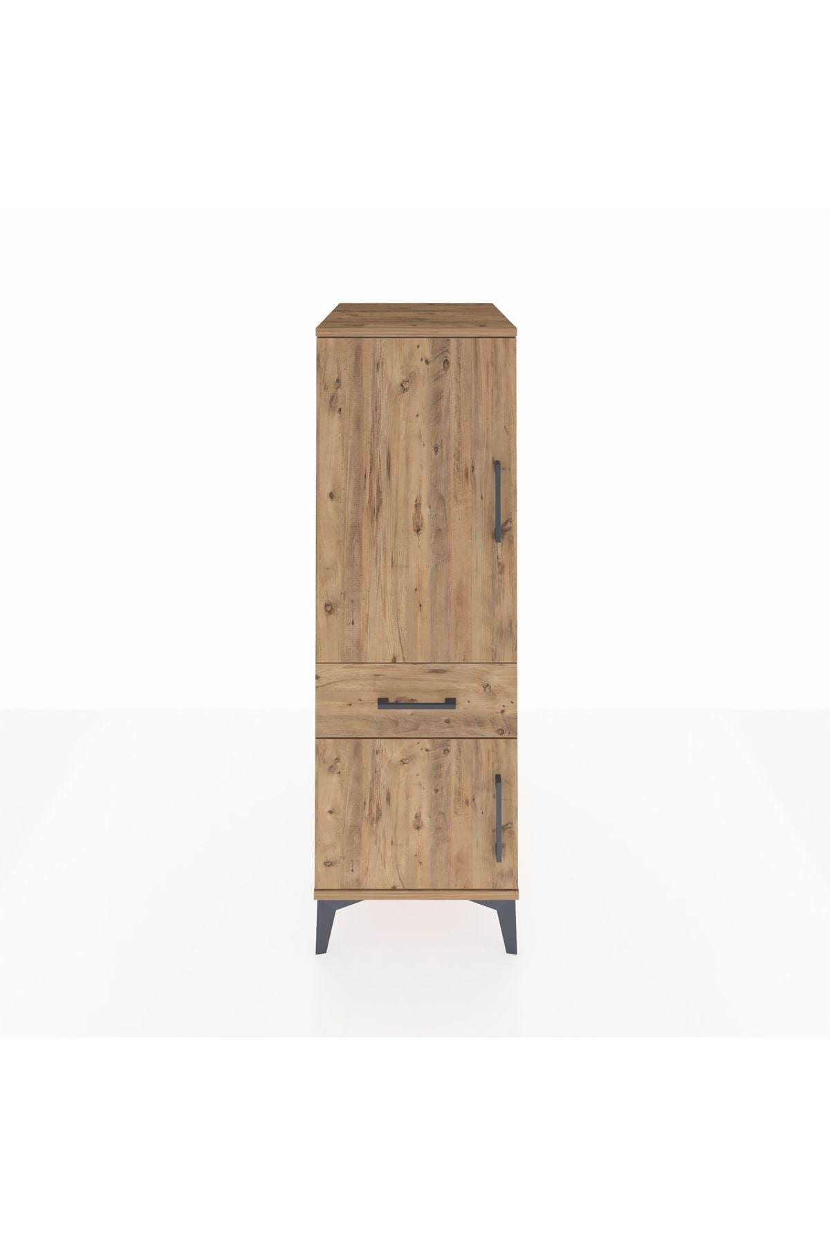 Kronos Dolap 2 Raflı Tek Çekmeceli 2 Kapaklı 44x59x134 Çam-Çam