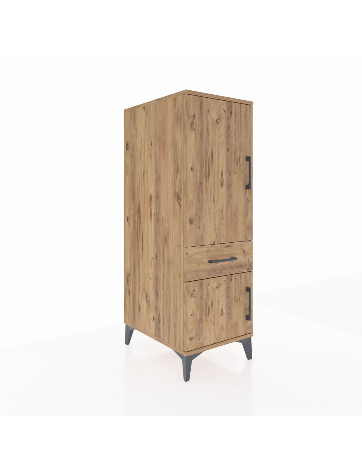 Kronos Dolap 2 Raflı Tek Çekmeceli 2 Kapaklı 44x59x134 Çam-Çam