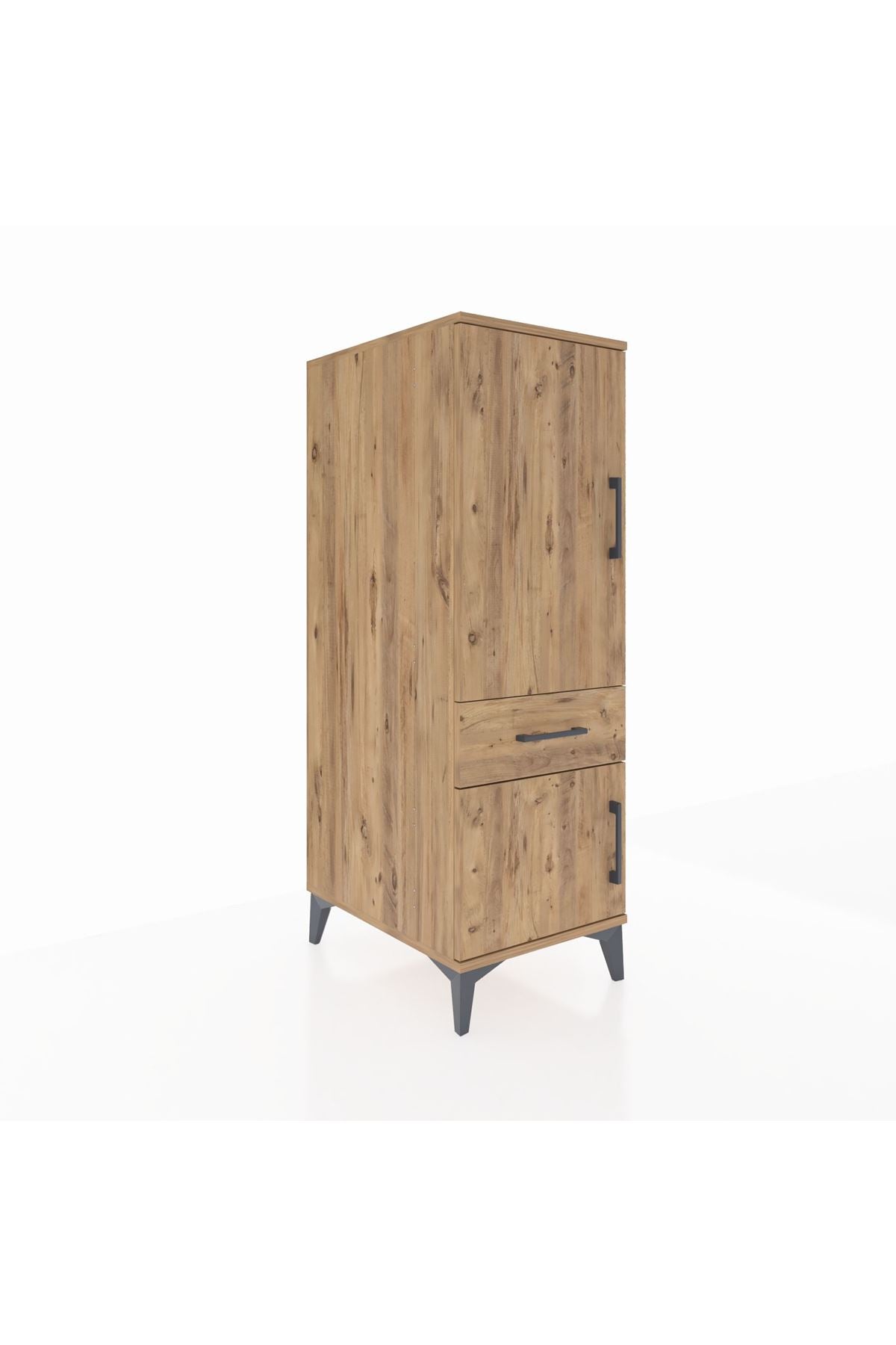 Kronos Dolap 2 Raflı Tek Çekmeceli 2 Kapaklı 44x59x134 Çam-Çam