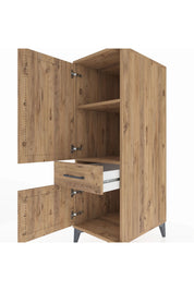 Kronos Dolap 2 Raflı Tek Çekmeceli 2 Kapaklı 44x59x134 Çam-Çam