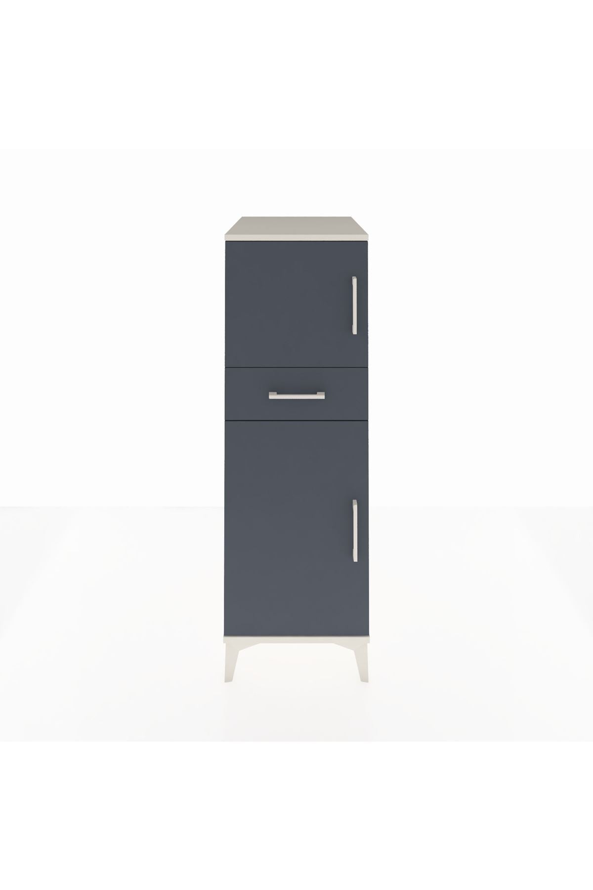 Kronos Dolap 2 Raflı Tek Çekmeceli 2 Kapaklı 44x59x134 Aytaşı-Antrasit
