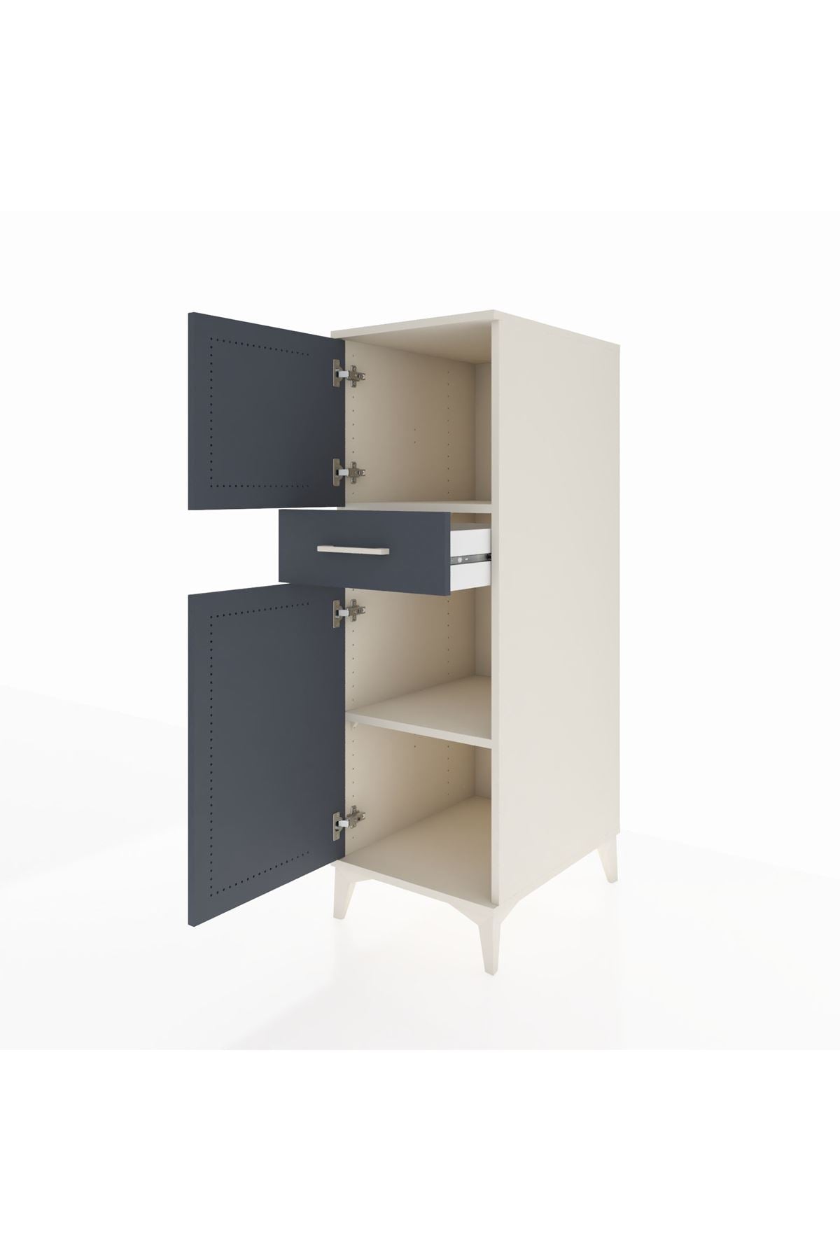 Kronos Dolap 2 Raflı Tek Çekmeceli 2 Kapaklı 44x59x134 Aytaşı-Antrasit