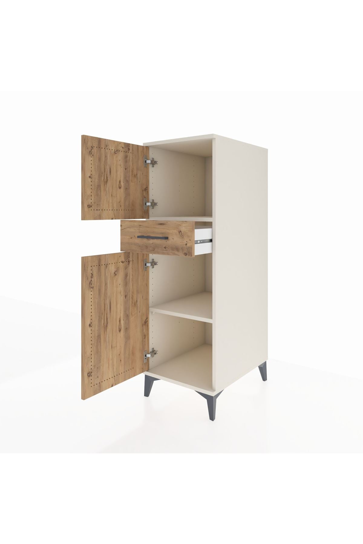 Kronos Dolap 2 Raflı Tek Çekmeceli 2 Kapaklı 44x59x134 Aytaşı-Çam