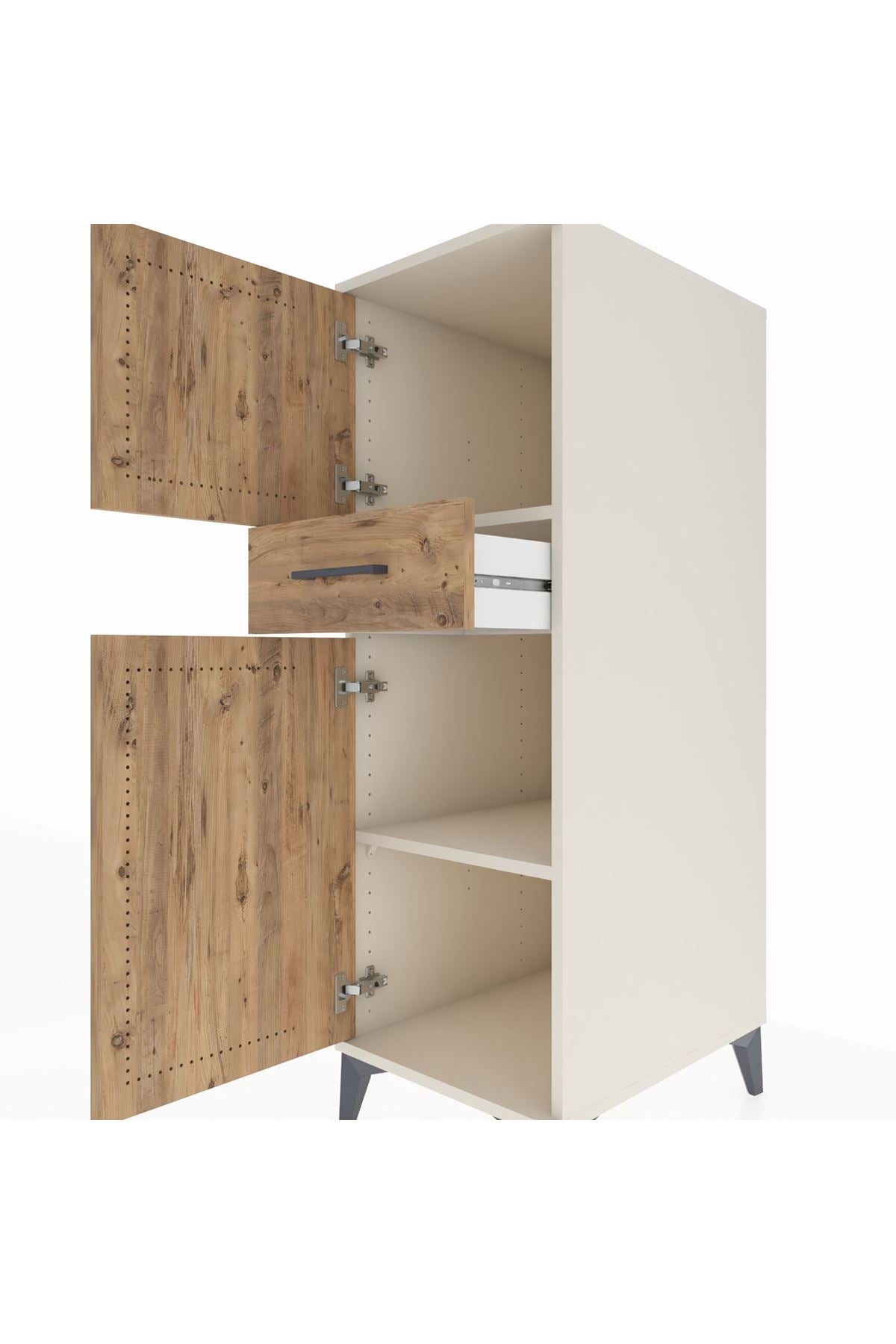 Kronos Dolap 2 Raflı Tek Çekmeceli 2 Kapaklı 44x59x134 Aytaşı-Çam