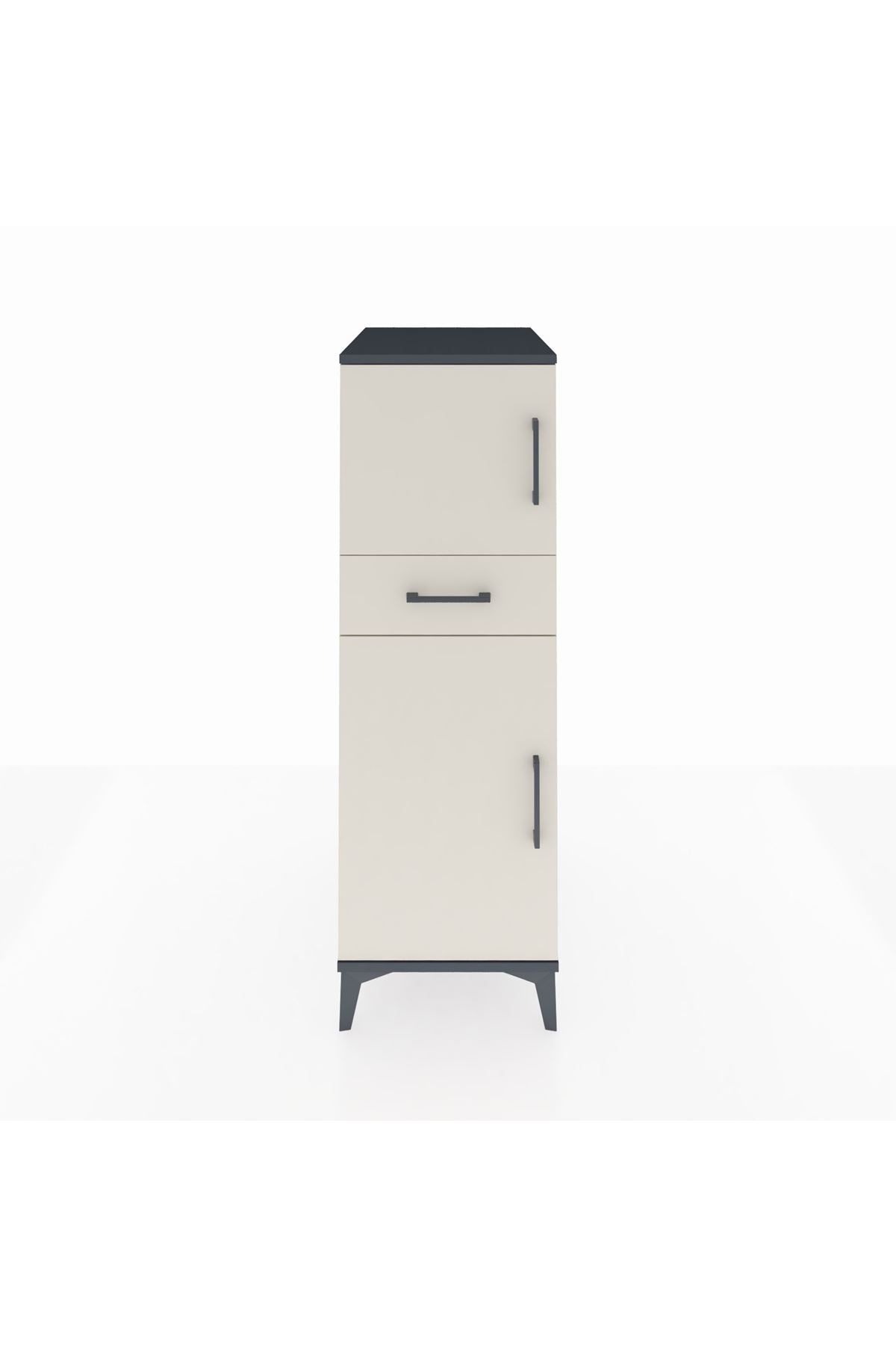 Kronos Dolap 2 Raflı Tek Çekmeceli 2 Kapaklı 44x59x134 Antrasit-Aytaşı
