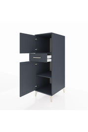 Kronos Dolap 2 Raflı Tek Çekmeceli 2 Kapaklı 44x59x134 Antrasit-Antrasit