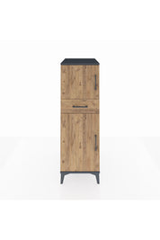 Kronos Dolap 2 Raflı Tek Çekmeceli 2 Kapaklı 44x59x134 Antrasit-Çam