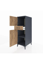 Kronos Dolap 2 Raflı Tek Çekmeceli 2 Kapaklı 44x59x134 Antrasit-Çam