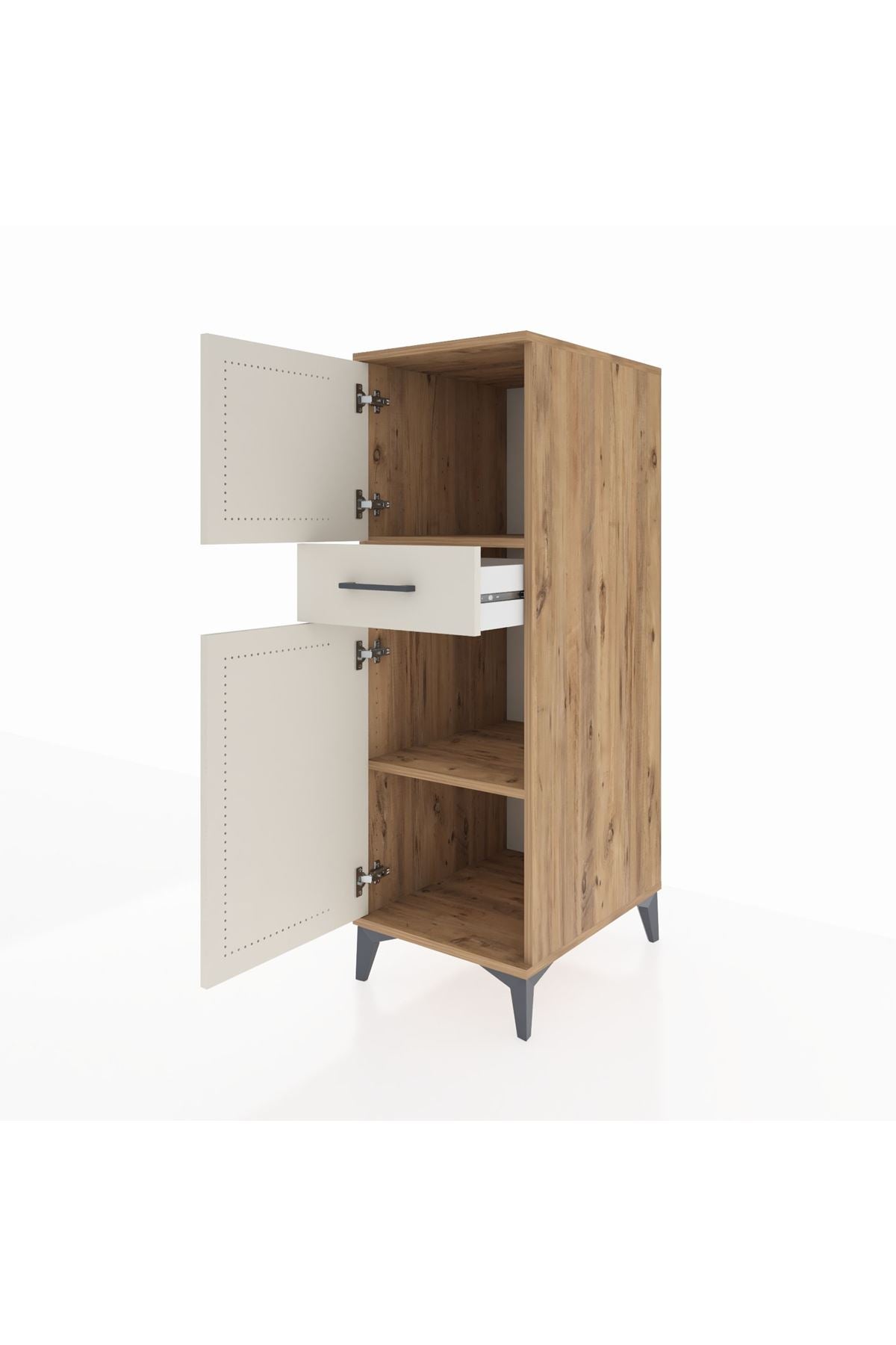 Kronos Dolap 2 Raflı Tek Çekmeceli 2 Kapaklı 44x59x134 Çam-Aytaşı