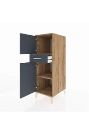 Kronos Dolap 2 Raflı Tek Çekmeceli 2 Kapaklı 44x59x134 Çam-Antrasit