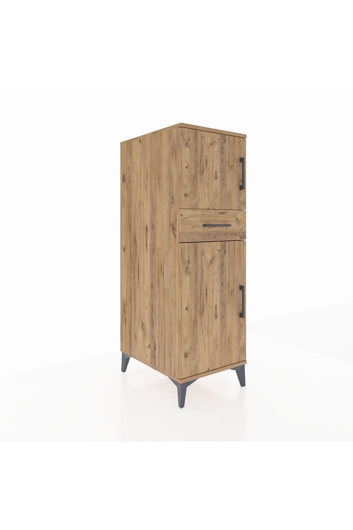 Kronos Dolap 2 Raflı Tek Çekmeceli 2 Kapaklı 44x59x134 Çam-Çam